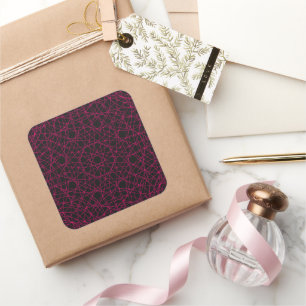 Neon Pink Mandala Square Sticker -