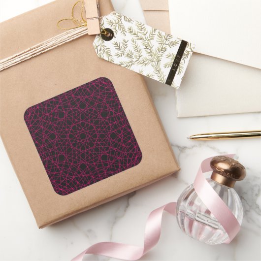 Neon Pink Mandala Square Sticker - (Geschenken)