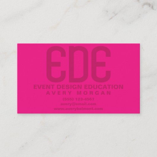 Neon Pink Minimal Visitekaartje (Voorkant)