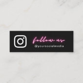 Neon Pink Minimale Volg ons Sociale Media & QR Cod Mini Visitekaartje (Voorkant)