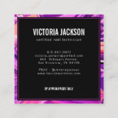 Neon Pink Modern Abstract Salon Nail Technicus Neo Vierkante Visitekaartje (Achterkant)