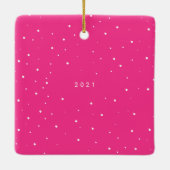 Neon Pink Modern Merry and Married Photo Keramisch Ornament (Achterkant)