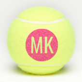 Neon Pink Moderne Aangepaste Initialen Tennisballen (Achterkant)