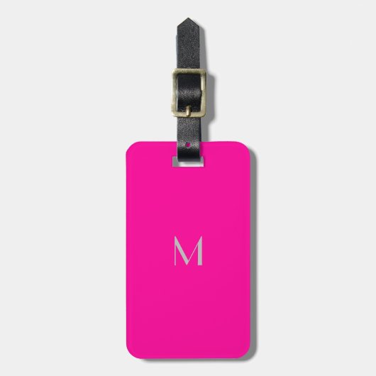 Neon Pink - Monogram bagagelabel toevoegen (Voorkant verticaal)