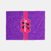 Neon Pink Monogram op Paarse glitter Fleece Deken (Voorkant (Horizontaal))