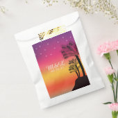 Neon Pink Ombre Tropical Tree Sunset Beach Bedankzakje (Gezegeld)