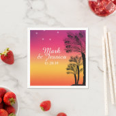 Neon Pink Ombre Tropical Tree Sunset Beach Servet (Insitu)