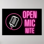 Neon Pink Open Mic Nite Poster (Voorkant)