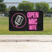Neon Pink Open Mic Outdoor Vinyl Banner (Insitu)