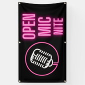 Neon Pink Open Mic Outdoor Vinyl Banner (Verticaal)