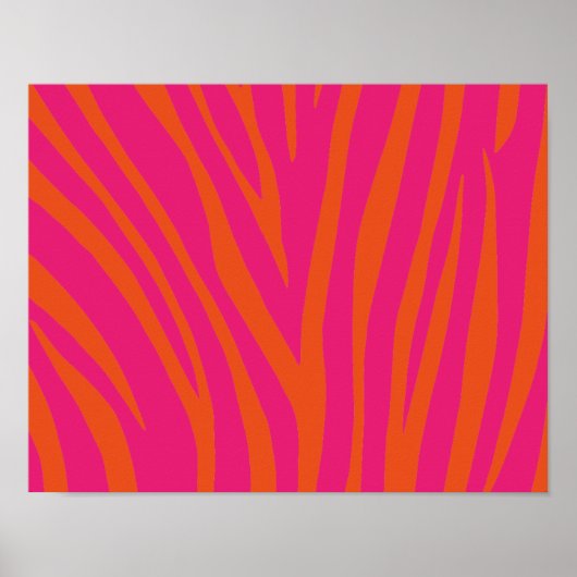 NEON PINK ORANGE ZEBRA STRIPES BACKGROUNDS WALLPAP POSTER (Voorkant)