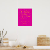 Neon Pink Oranje minimalistisch veer Poster (Keuken)