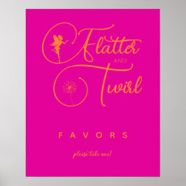 Neon Pink Oranje minimalistisch veer Poster
