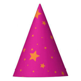 Neon Pink Oranje Stars Girl Birthday Feesthoedjes