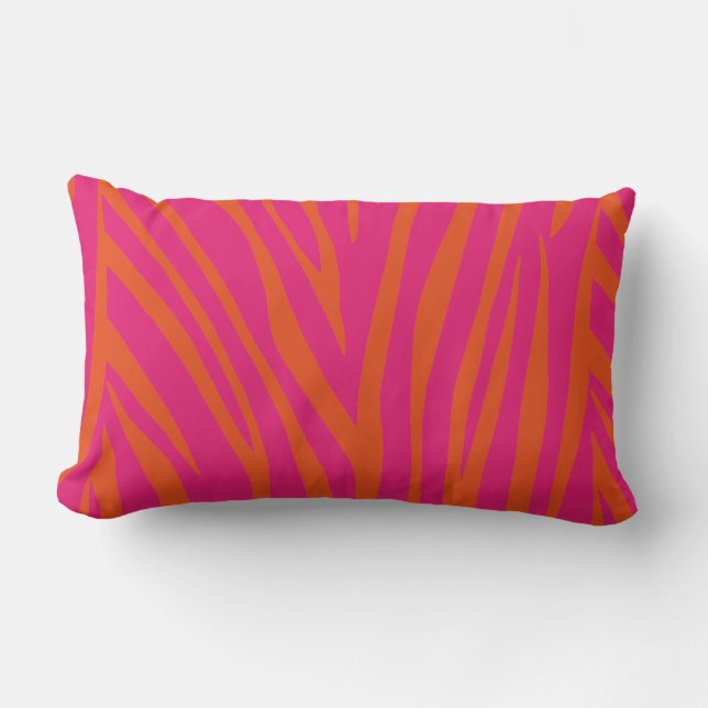 NEON PINK ORANJE ZEBRA STRIPES ACHTERGROND WALLPAP KUSSEN (Voorkant)