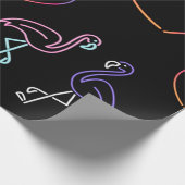 Neon Pink Paarse Flamingo and Hearts Cadeaupapier (Hoek)