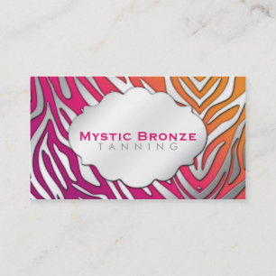 Neon Pink & Paarse Zebra Print Tanning/Salon Visitekaartje