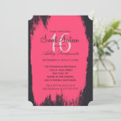 Neon Pink Paint Stroke op Black Kaart (Staand voorkant)