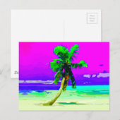 Neon Pink Palm Tree Paradise Briefkaart (Voorkant / Achterkant)