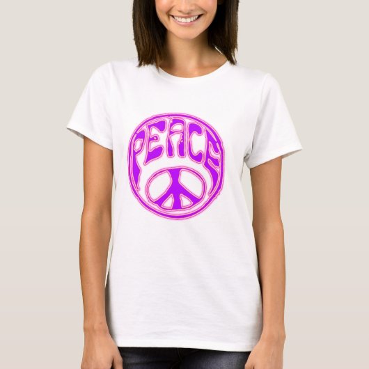 Neon Pink Peace Symbol T-shirt (Voorkant)