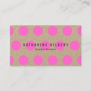 Neon Pink Polka Dots Kraft Paper Visitekaartje