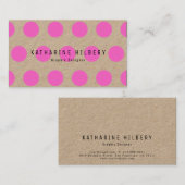 Neon Pink Polka Dots Kraft Paper Visitekaartje (Voorkant / Achterkant)