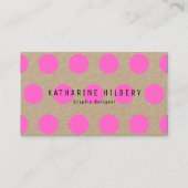 Neon Pink Polka Dots Kraft Paper Visitekaartje (Voorkant)