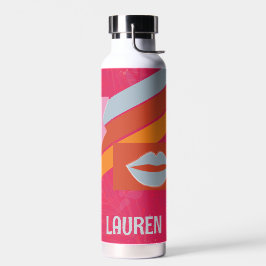 Neon Pink Preppy Striped Waterfles