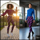 Neon Pink Purple Glitch Diagonal Stripe Leggings