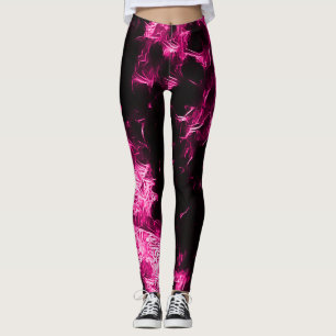 Neon Pink Rave Star-Leggings Leggings