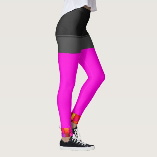 Neon Pink Running Leggings Vrouwenreuzen (Rechts)