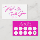 Neon Pink Salon Loyalty Punch Nails & Tooth Parelt (Voorkant / Achterkant)