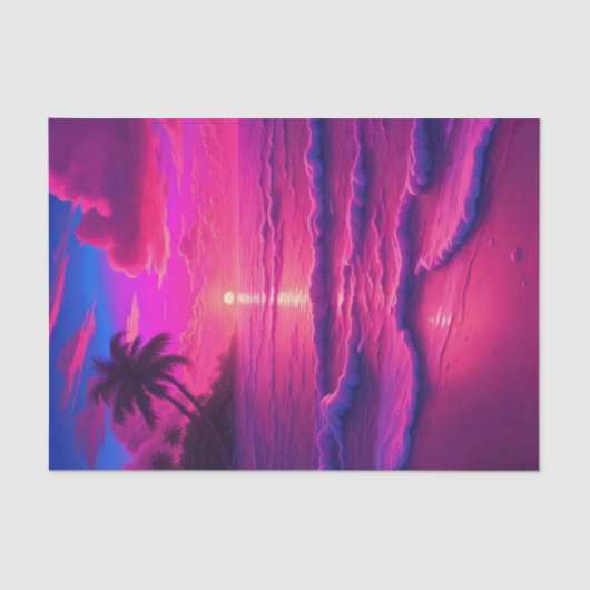 Neon Pink Sandy Beach Decoupage | Levendig tropisc Tissuepapier (Voorkant)