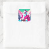 Neon Pink Santa Vierkante Sticker (Tas)