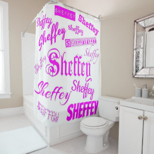 Neon Pink Sheffey-lettertypen - 9571 Shower Curtai Douchegordijn