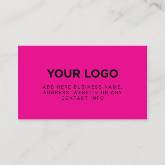 Neon Pink | Simple Company Logo Visitekaartje (Voorkant)