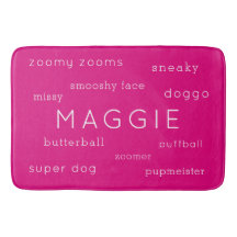 Neon Pink Soft Flat Dog Mat Name + Nickname