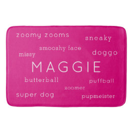 Neon Pink Soft Flat Dog Mat Name + Nickname