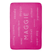 Neon Pink Soft Flat Dog Mat Name + Nickname (Voorkant Verticaal)