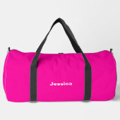 Neon Pink Solid Color Aangepaste naam Plunjezak (Voorkant)