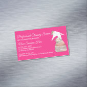 Neon Pink Spray Flower Glamor Cleaning Service Magnetisch Visitekaartje (Voorbeeld)