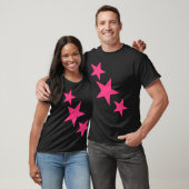 Neon Pink Star Print T Shirt (Unisex)