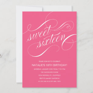 Neon Pink Sweet Sixteen Party-uitnodigingen Kaart