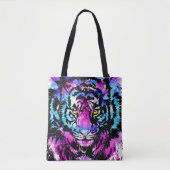 Neon Pink Tiger Head Canvas tas - Tijger Canvas ta (Voorkant)