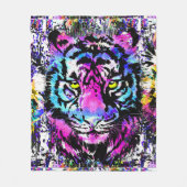Neon Pink Tiger Head Portret Fleece Blanket Deken (Voorkant)