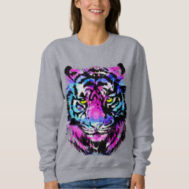 Neon Pink Tiger Head Portret - Tiger Sweatshirt