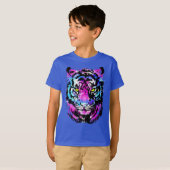 Neon Pink Tiger Head Portret - Tiger T-Shirt (Voorkant volledig)