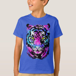 Neon Pink Tiger Head Portret - Tiger T-Shirt