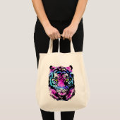 Neon Pink Tiger Head - Tiger Tote Bag (Voorkant (product))