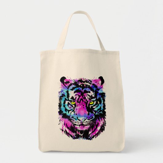Neon Pink Tiger Head - Tiger Tote Bag (Voorkant)